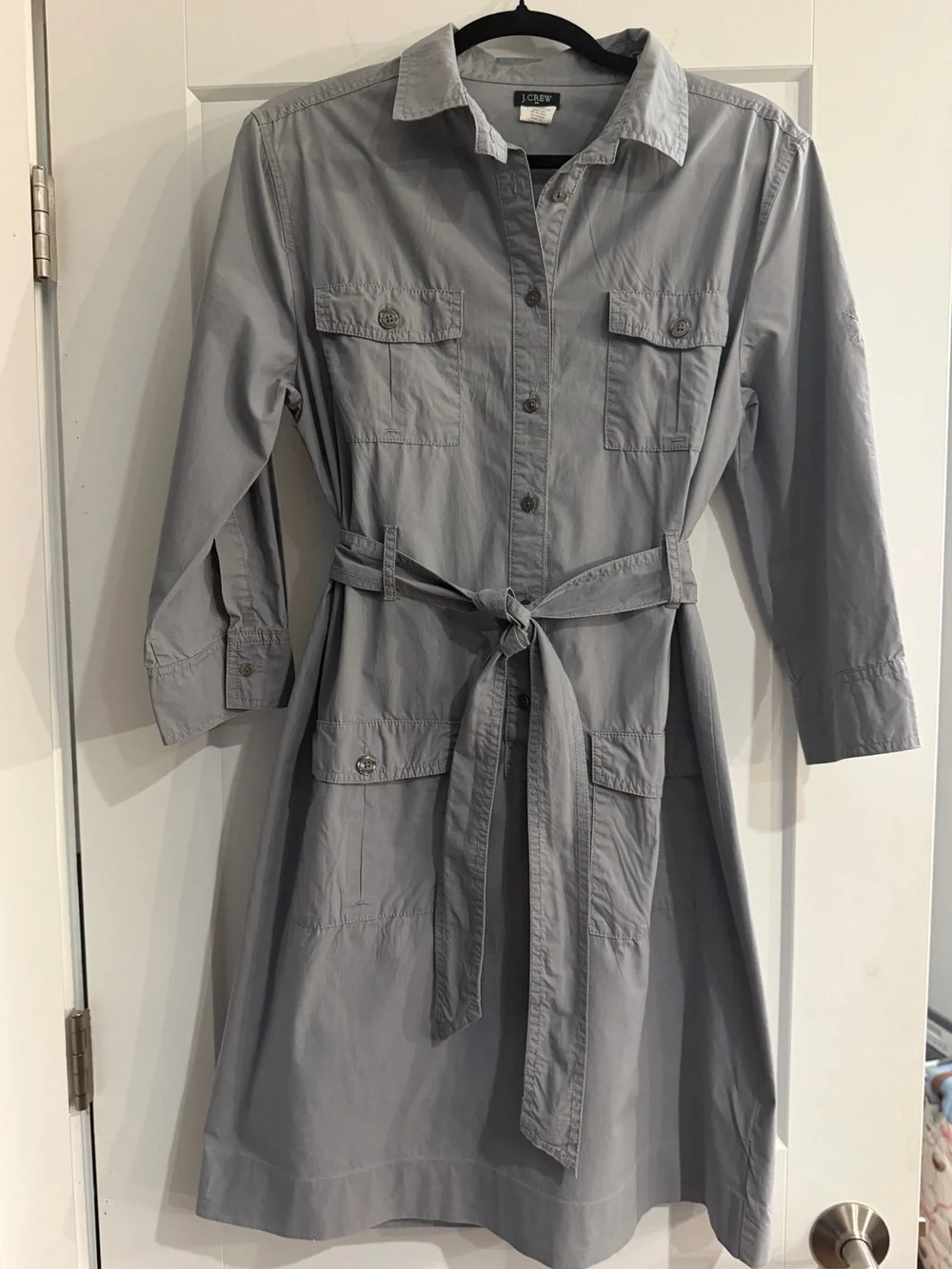 J. Crew Gray Belted Shirt Dress in gray